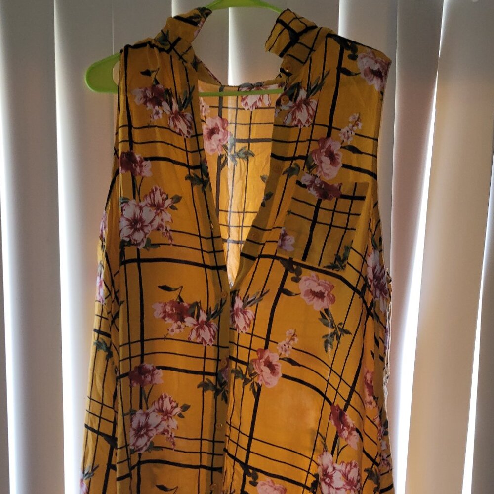 J For Justified Yellow/Pink & White Floral Design Buttoned Mini Dress Size 1X